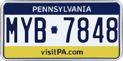 PA license plate MYB7848