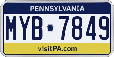 PA license plate MYB7849