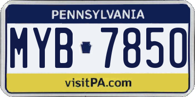 PA license plate MYB7850