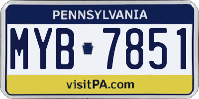 PA license plate MYB7851