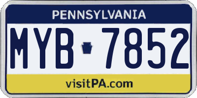 PA license plate MYB7852