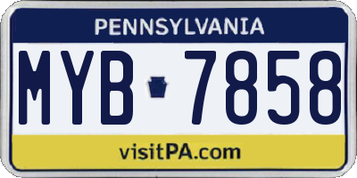 PA license plate MYB7858