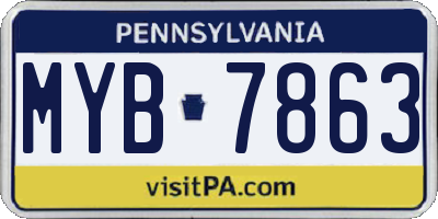 PA license plate MYB7863