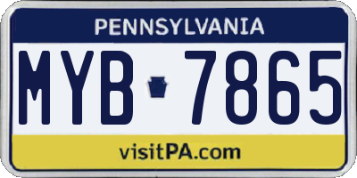 PA license plate MYB7865