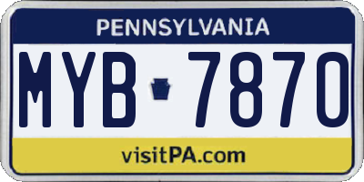 PA license plate MYB7870