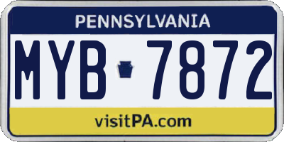 PA license plate MYB7872