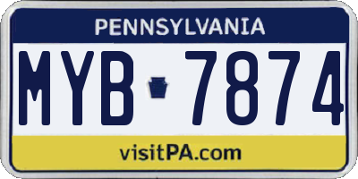 PA license plate MYB7874