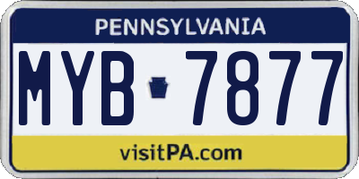 PA license plate MYB7877