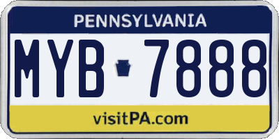 PA license plate MYB7888