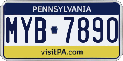 PA license plate MYB7890
