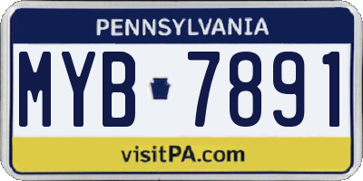 PA license plate MYB7891