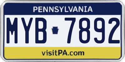 PA license plate MYB7892