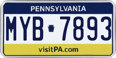 PA license plate MYB7893