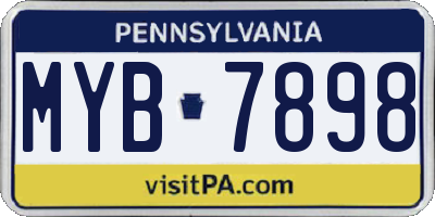 PA license plate MYB7898