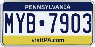 PA license plate MYB7903