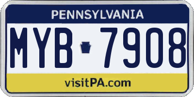 PA license plate MYB7908