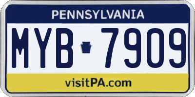 PA license plate MYB7909