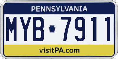 PA license plate MYB7911