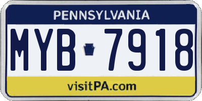 PA license plate MYB7918