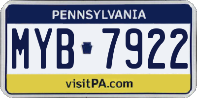 PA license plate MYB7922