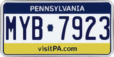 PA license plate MYB7923