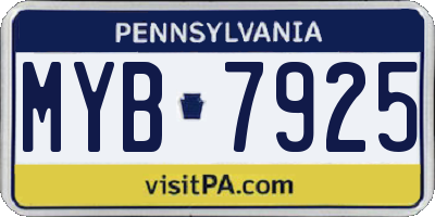 PA license plate MYB7925