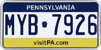 PA license plate MYB7926