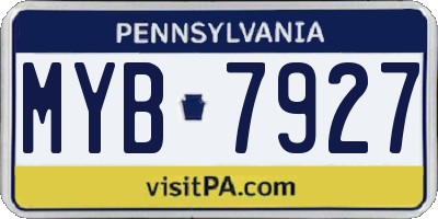 PA license plate MYB7927