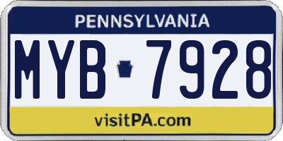 PA license plate MYB7928