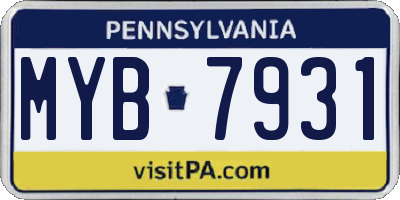 PA license plate MYB7931
