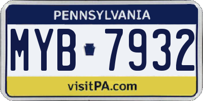 PA license plate MYB7932