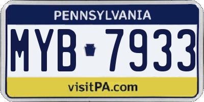 PA license plate MYB7933