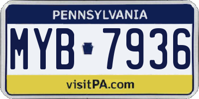 PA license plate MYB7936