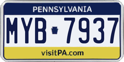 PA license plate MYB7937