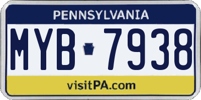 PA license plate MYB7938