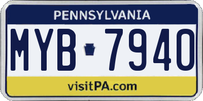 PA license plate MYB7940