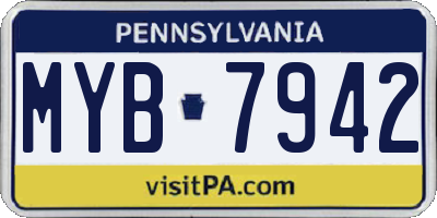 PA license plate MYB7942
