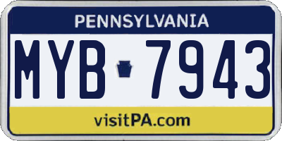 PA license plate MYB7943
