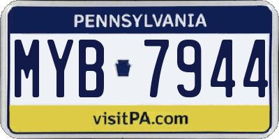 PA license plate MYB7944