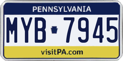 PA license plate MYB7945