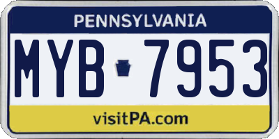 PA license plate MYB7953