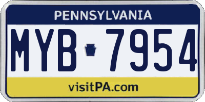 PA license plate MYB7954