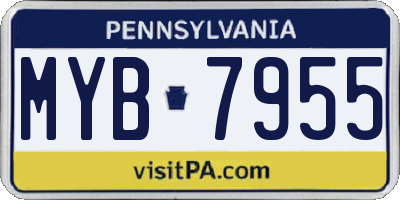 PA license plate MYB7955