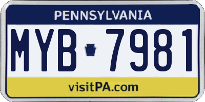 PA license plate MYB7981
