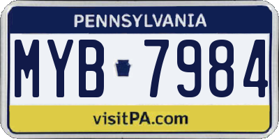 PA license plate MYB7984
