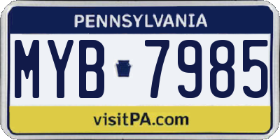 PA license plate MYB7985
