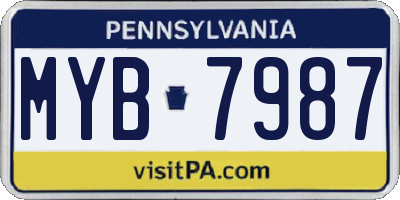 PA license plate MYB7987