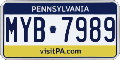 PA license plate MYB7989