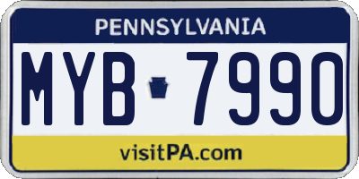 PA license plate MYB7990