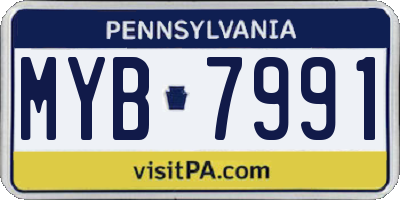 PA license plate MYB7991